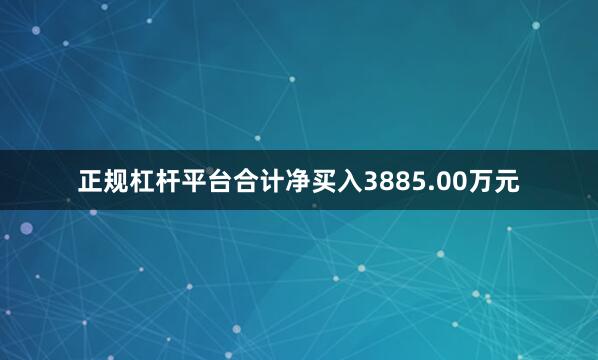 正规杠杆平台合计净买入3885.00万元